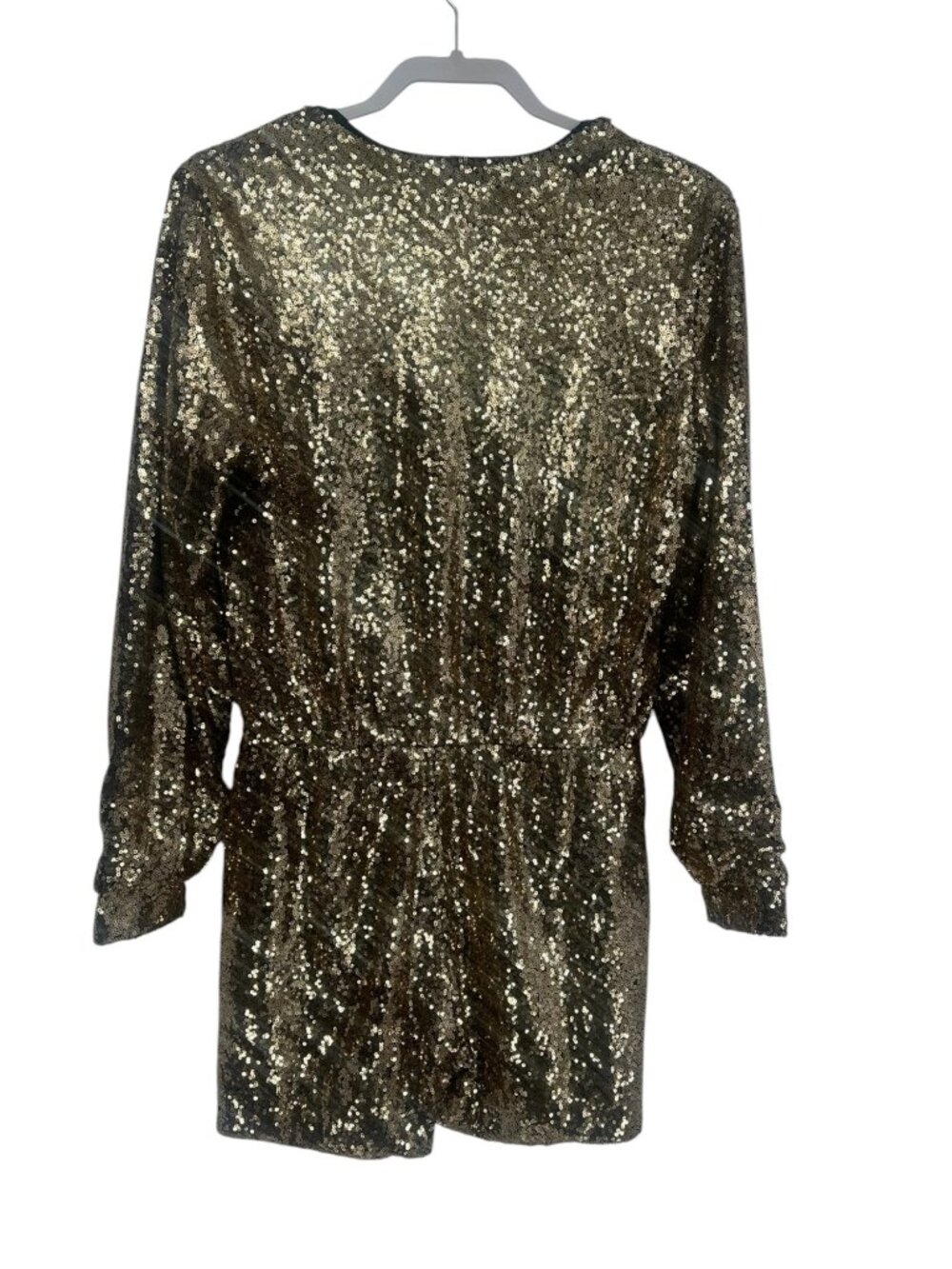Boutique Style Women’s Gold Sequin Romper Large Long Sleeve New Years Eve Party - Picture 3 of 13